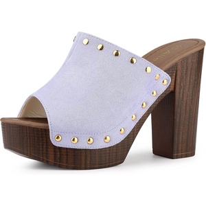 image:imageAllegra K Womens Block Heel Platform Sandals  4 57 inches Heel Slides Slingback Comfortable Faux Suede perfect for Evening Party Wedding Date NightPurple