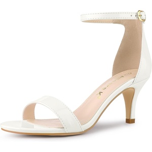image:imageAllegra K Womens Rhinestone Sandals Stiletto Heels  3 18 inches Heel Ankle Strap Comfortable Faux Leather perfect for Evening Party Wedding Date NightWhite