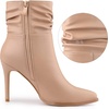 image:imageAllegra K Womens Slouched Ankle Boot Stiletto Heels  Pointy Toe Side Zipper Heel 3 89 Inches Party Halloween days Christmas Days Dating EveningNude