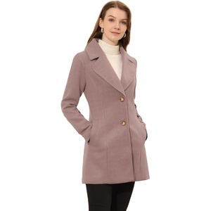 image:imageAllegra K Womens Elegant Overcoat Notched Shawl Collar Single Breasted Outerwear Winter Long CoatDusty Pink