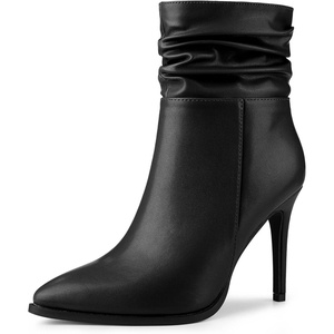 image:imageAllegra K Womens Slouched Ankle Boot Stiletto Heels  Pointy Toe Side Zipper Heel 3 89 Inches Party Halloween days Christmas Days Dating EveningBlack