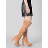 image:imageAllegra K Womens Chunky Heel Platform Thigh High Boots  Round Toe Wide Calf Side Zipper Heel 5 18 Inches Party Halloween days Christmas Days Dating EveningKhaki