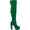 image:imageAllegra K Womens Chunky Heel Platform Thigh High Boots  Round Toe Wide Calf Side Zipper Heel 5 18 Inches Party Halloween days Christmas Days Dating EveningGreen