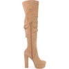 image:imageAllegra K Womens Chunky Heel Platform Thigh High Boots  Round Toe Wide Calf Side Zipper Heel 5 18 Inches Party Halloween days Christmas Days Dating EveningKhaki