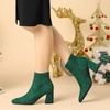 image:imageAllegra K Womens Chunky Heels Pointy Toe Ankle Boots  Block Heels Side Zip Heel 3 Inches Party Halloween days Christmas Days Dating EveningGreen