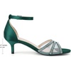 image:imageAllegra K Womens Rhinestone Mesh Kitten Dark Green Heels Sandals 7 m US