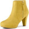 image:imageAllegra K Womens Chunky Heel Platform Ankle Boots  Round Toe Side Zipper Heel 3 17 Inches Party Halloween days Christmas Days Dating EveningYellow