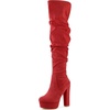 image:imageAllegra K Womens Chunky Heel Platform Thigh High Boots  Round Toe Wide Calf Side Zipper Heel 5 18 Inches Party Halloween days Christmas Days Dating EveningRed