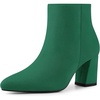 image:imageAllegra K Womens Chunky Heels Pointy Toe Ankle Boots  Block Heels Side Zip Heel 3 Inches Party Halloween days Christmas Days Dating EveningGreen
