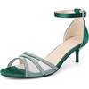 image:imageAllegra K Womens Rhinestone Mesh Kitten Dark Green Heels Sandals 10 m US