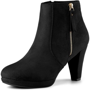 image:imageAllegra K Womens Chunky Heel Platform Ankle Boots  Round Toe Side Zipper Heel 3 17 Inches Party Halloween days Christmas Days Dating EveningBlack