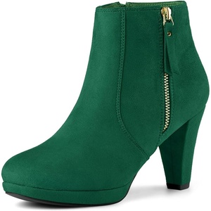 image:imageAllegra K Womens Chunky Heel Platform Ankle Boots  Round Toe Side Zipper Heel 3 17 Inches Party Halloween days Christmas Days Dating EveningEmerald Green
