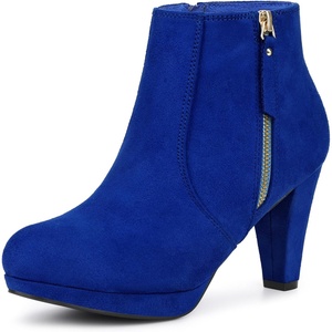 image:imageAllegra K Womens Chunky Heel Platform Ankle Boots  Round Toe Side Zipper Heel 3 17 Inches Party Halloween days Christmas Days Dating EveningRoyal Blue