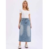 image:imageAllegra K Classic Denim Skirts for Womens Elasticated Waist Washed A Line Long Jean SkirtBlue