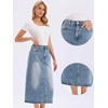 image:imageAllegra K Classic Denim Skirts for Womens Elasticated Waist Washed A Line Long Jean SkirtBlue