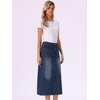 image:imageAllegra K Classic Denim Skirts for Womens Elasticated Waist Washed A Line Long Jean SkirtDark Blue