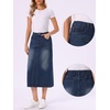 image:imageAllegra K Classic Denim Skirts for Womens Elasticated Waist Washed A Line Long Jean SkirtDark Blue