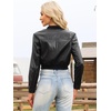 image:imageAllegra K Faux Leather Bomber Jacket for Women Casual Zip Up PU Moto Biker Motocycle Cropped JacketsBlack