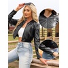 image:imageAllegra K Faux Leather Bomber Jacket for Women Casual Zip Up PU Moto Biker Motocycle Cropped JacketsBlack
