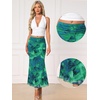 image:imageAllegra K Floral Mesh Maxi Skirt for Women Summer 2026 High Waisted Boho Bodycon Fishtail Long SkirtsBlue Green
