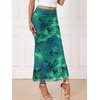 image:imageAllegra K Floral Mesh Maxi Skirt for Women Summer 2026 High Waisted Boho Bodycon Fishtail Long SkirtsBlue Green