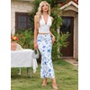 image:imageAllegra K Floral Mesh Maxi Skirt for Women Summer 2026 High Waisted Boho Bodycon Fishtail Long SkirtsWhite Blue