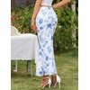 image:imageAllegra K Floral Mesh Maxi Skirt for Women Summer 2026 High Waisted Boho Bodycon Fishtail Long SkirtsWhite Blue
