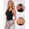 image:imageAllegra K Halter Top for Women Cowl Neck Backless Sleeveless Front Metal Sexy Party Going Out OutfitsBlack