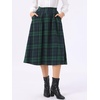 image:imageAllegra K Plaid Skirts for Womens Vintage Tartan High Waist ALine Midi Skirt with PocketsDark Green