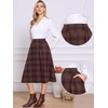 image:imageAllegra K Plaid Skirts for Womens Vintage Tartan High Waist ALine Midi Skirt with PocketsDark Pink