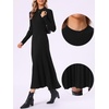 image:imageAllegra K Pleated Sweater Dress for Womens Mock Neck Long Sleeve Casual Fall Winter Ribbed Knit ALine Midi DressBlack