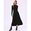 image:imageAllegra K Pleated Sweater Dress for Womens Mock Neck Long Sleeve Casual Fall Winter Ribbed Knit ALine Midi DressBlack