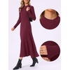 image:imageAllegra K Pleated Sweater Dress for Womens Mock Neck Long Sleeve Casual Fall Winter Ribbed Knit ALine Midi DressRed