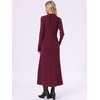 image:imageAllegra K Pleated Sweater Dress for Womens Mock Neck Long Sleeve Casual Fall Winter Ribbed Knit ALine Midi DressRed