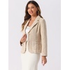image:imageAllegra K Tweed Blazer for Womens Notch Lapel Long Sleeve Fall Winter Elegant Business Casual JacketApricot