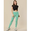 image:imageAllegra K Womens Leggings Striped Tights High Waist Elastic Waistband Party Yoga Stirrup PantsGreen Whitestripe