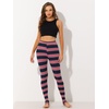 image:imageAllegra K Womens Leggings Striped Tights High Waist Elastic Waistband Party Yoga Stirrup PantsNavy Pinkstripe