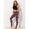image:imageAllegra K Womens Leggings Striped Tights High Waist Elastic Waistband Party Yoga Stirrup PantsNavy Pinkstripe