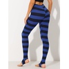 image:imageAllegra K Womens Leggings Striped Tights High Waist Elastic Waistband Party Yoga Stirrup PantsNavy Royal Bluestripe