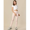 image:imageAllegra K Womens Leggings Striped Tights High Waist Elastic Waistband Party Yoga Stirrup PantsPink Whitestripe