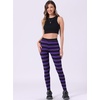 image:imageAllegra K Womens Leggings Striped Tights High Waist Elastic Waistband Party Yoga Stirrup PantsPurple Blackstripe