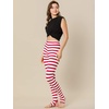 image:imageAllegra K Womens Leggings Striped Tights High Waist Elastic Waistband Party Yoga Stirrup PantsRed Whitestripe