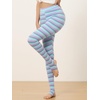 image:imageAllegra K Womens Leggings Striped Tights High Waist Elastic Waistband Party Yoga Stirrup PantsViolet Blue Stripe