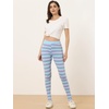image:imageAllegra K Womens Leggings Striped Tights High Waist Elastic Waistband Party Yoga Stirrup PantsViolet Blue Stripe