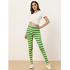 image:imageAllegra K Womens Leggings Striped Tights High Waist Elastic Waistband Party Yoga Stirrup PantsYellow Greenstripe