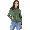 image:imageAllegra K Womens Lightweight Classic Casual Stand Collar Pocket Short Biker Moto JacketArmy Green