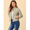 image:imageAllegra K Womens Lightweight Classic Casual Stand Collar Pocket Short Biker Moto JacketBeige