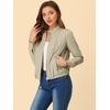 image:imageAllegra K Womens Lightweight Classic Casual Stand Collar Pocket Short Biker Moto JacketBeige