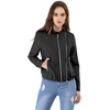 image:imageAllegra K Womens Lightweight Classic Casual Stand Collar Pocket Short Biker Moto JacketBlack
