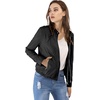 image:imageAllegra K Womens Lightweight Classic Casual Stand Collar Pocket Short Biker Moto JacketBlack